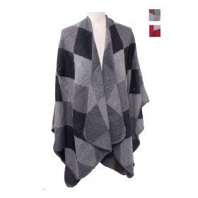 U Shape Diamond Print Poncho U Shape Diamond Print Poncho